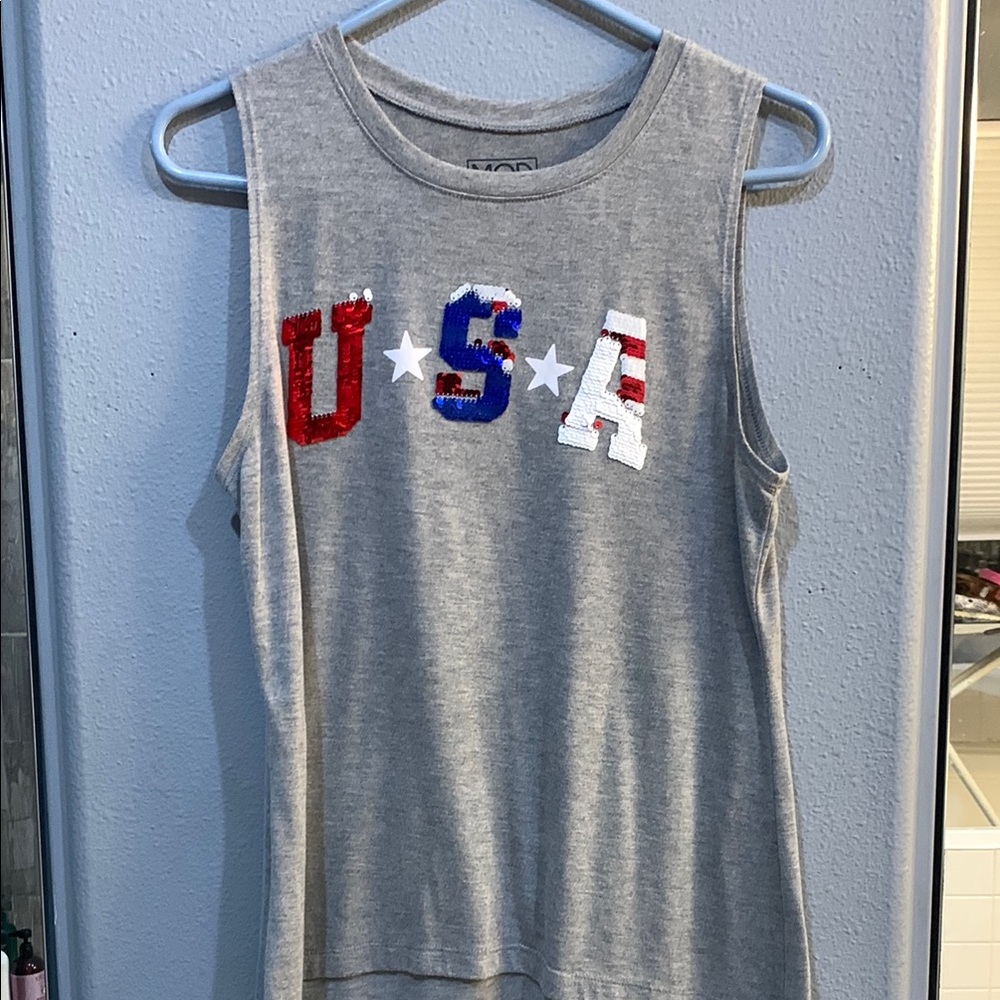 Gray USA Sleeveless Top Modern Lux